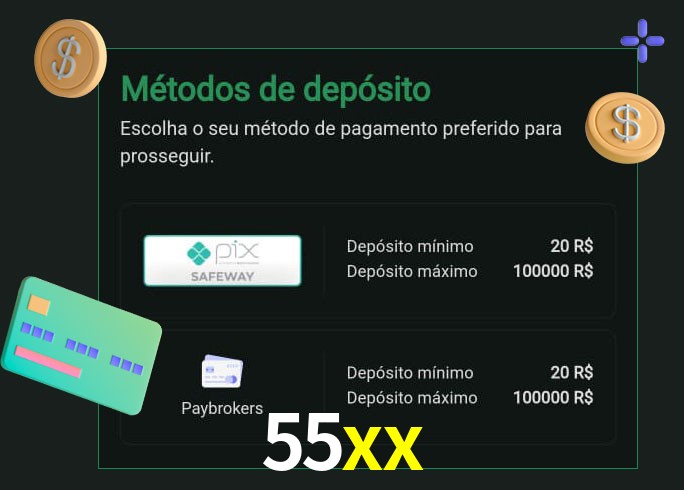 O cassino 55xx oferece uma grande variedade de métodos de pagamento